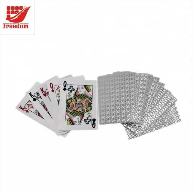 Silver Foil Playing Cards with Wooden Box
