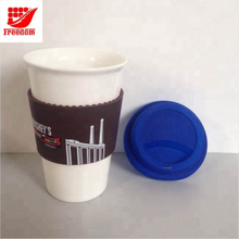 Logo Customized Silicone lid Ceramic Coffee Mugs