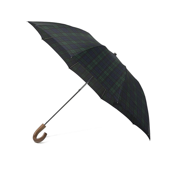 High Quality Custom Promotional Folding Umbrella For Man Crook Covered Handle With Black Leather