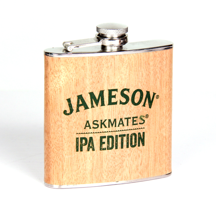 Customized Wood Wrapped Hip Flask High Quality Stainless Steel Wine Flask