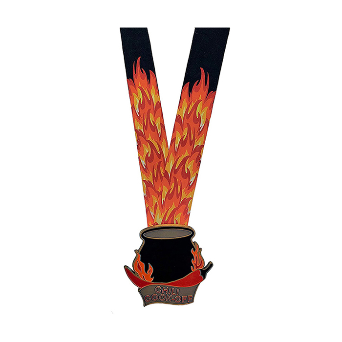Wholesale Cheap Price Awards Chili Cook Off Medal With Flaming Neckband