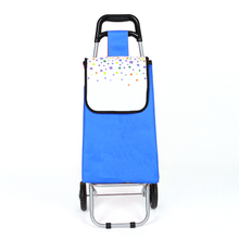 Wholesale Custom Foldable Portable Oxford Fabric Single Wheel Shopping Trolley Bag With Small Handle