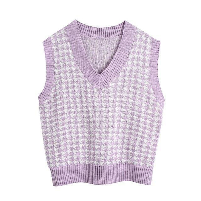 Customized Oversize Waistcoat Women Knit Sweater Vest