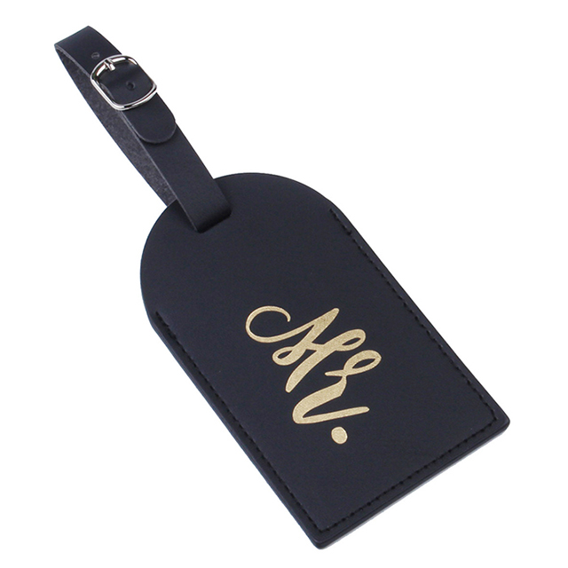 Wholesale Cheap Price PU Luggage Tag Wedding Favor Embroidery Mr And Mrs Luggage Tag