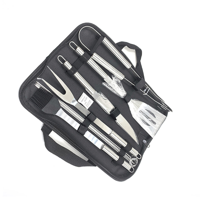 High Quality Custom Bbq Grill Tools Set 9pcs In Bag Barbecue Accessories Packed
