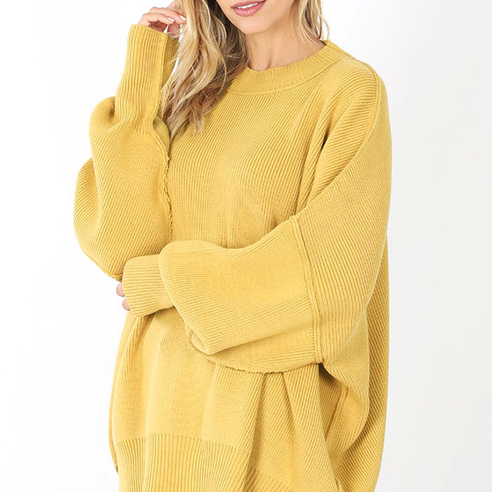 Knitted Oversize Sweater Long Sleeves Women Plus Size Sweater Pull over Top