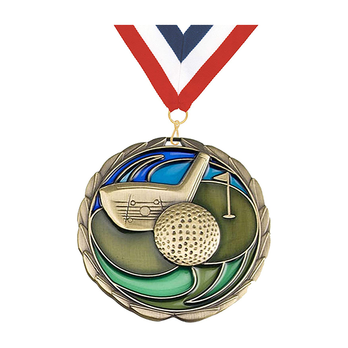 China Manufacturer 3d Designs Award Medals Custom Golf Medal With Ribbon