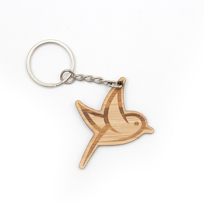 Custom Design Wooden Key Chain Key Ring Bird Shape Wood Keychain