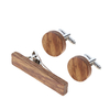 Factory Direct Sale Custom Wooden Tie Clips And Cufflinks Set