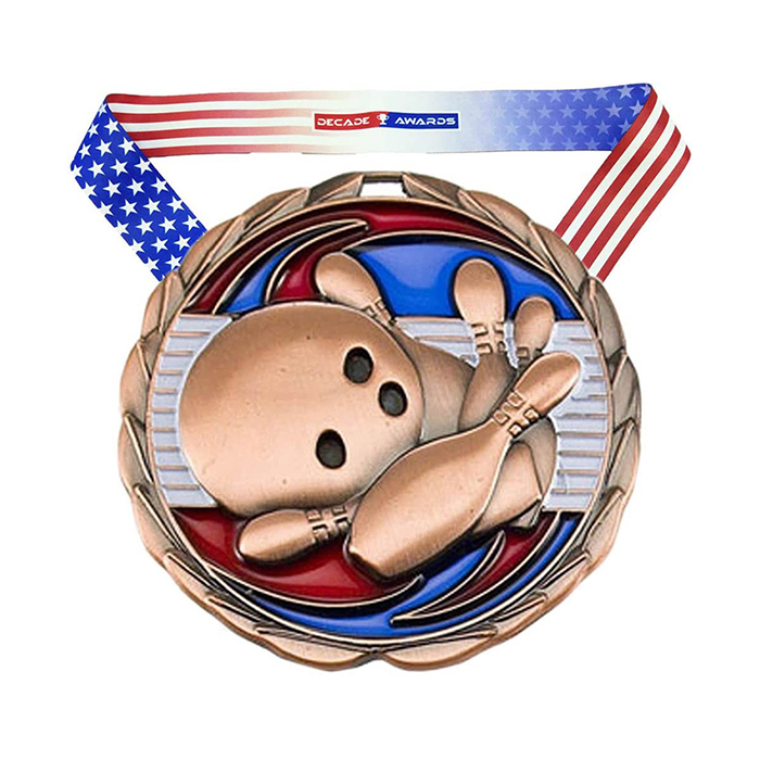 Factory Price Sport Event Medal With Ribbon Custom Bowling Medal