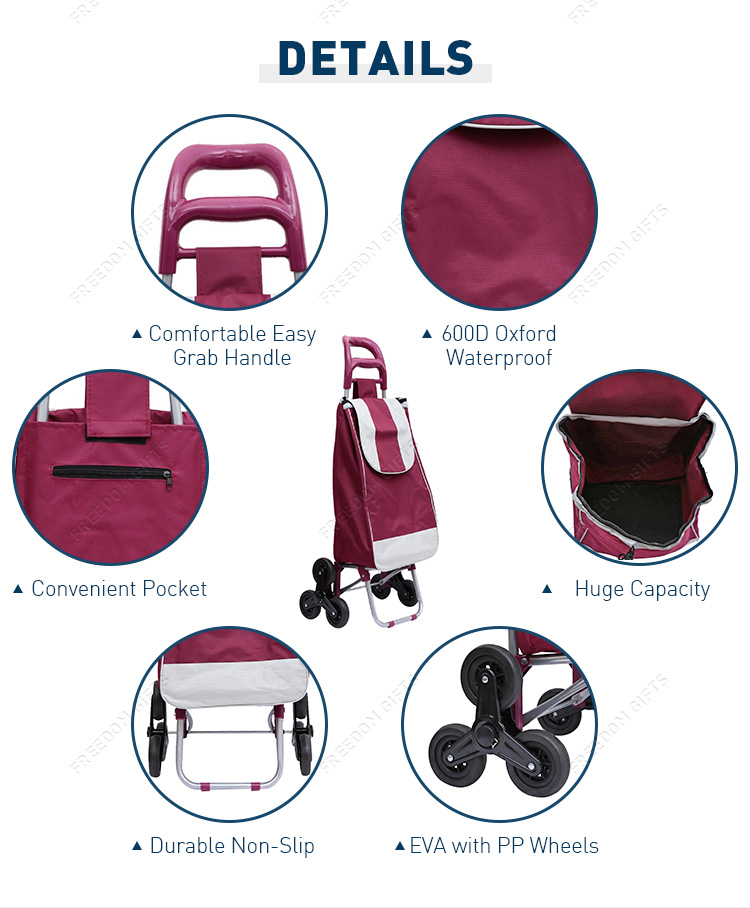 Ultralight Fabric Grocery Shopping Trolley Lightweight Collapsible