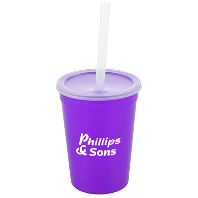 Factory Price Plastic Party Cup Translucent Stadium Cup With Lid And Straw