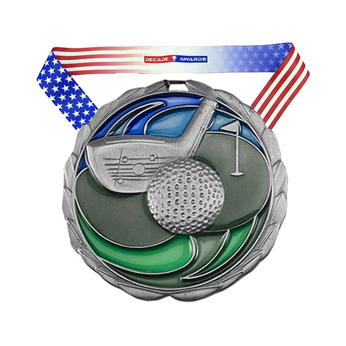 China Manufacturer 3d Designs Award Medals Custom Golf Medal With Ribbon