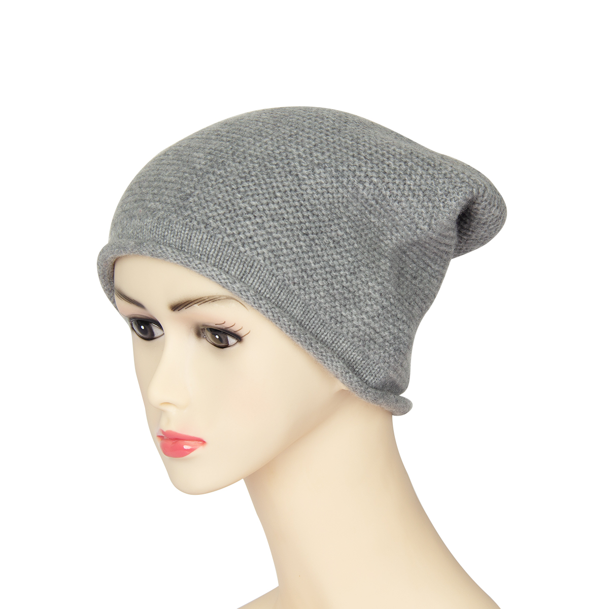 Hot Sale Custom Plain Cashmere Knitted Beanie Hat With Woven Label