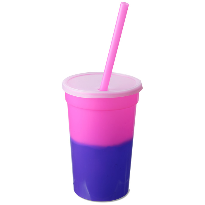 Factory Price Custom Color Changing Cups Plastic Stadium Mood Color Cup With Straw